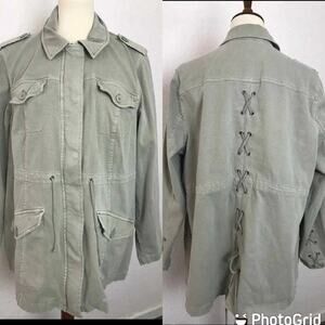 Torrid Anorak Jacket Lace Up Back Twill Utility Green